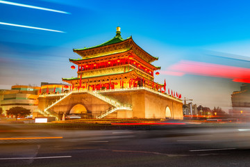 Fototapeta na wymiar ancient city xian bell tower in nightfall