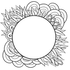 Floral frame. Ethnic retro design