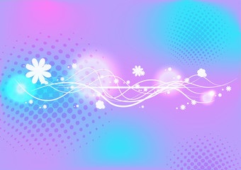 Fototapeta na wymiar abstract wave line designs with flower vector background