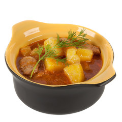 Stewed potatoes in a pot