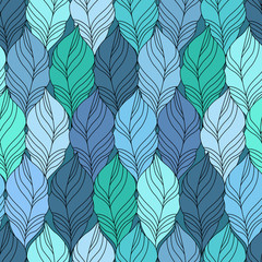 Blue vector Seamless Contour Pattern.