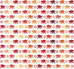 Red Monkeys seamless pattern