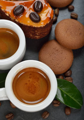 Fresh espresso and cake