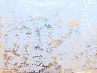 Frosty natural pattern on winter window.