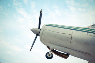 aircraft with a motor-driven propellers with filter effect retro vintage style
