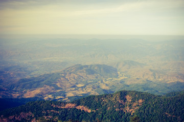 Mountains in Thailand with filter effect retro vintage style