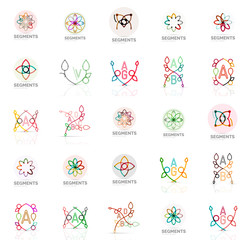 Linear abstract logos, letters, swirls