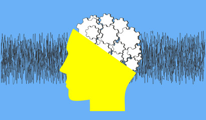 Vector idea depicting the processing in the human brain through gears