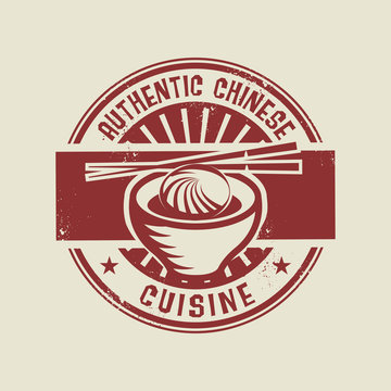 Abstract stamp or label with the text Authentic Chinese Cuisine