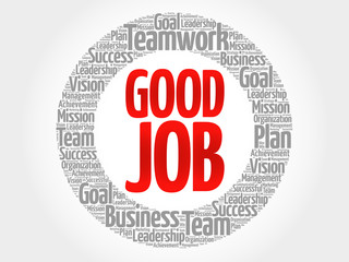 Good Job circle stamp word cloud, business concept