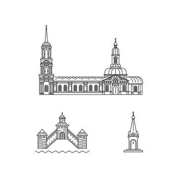 Russian churchs outline vector