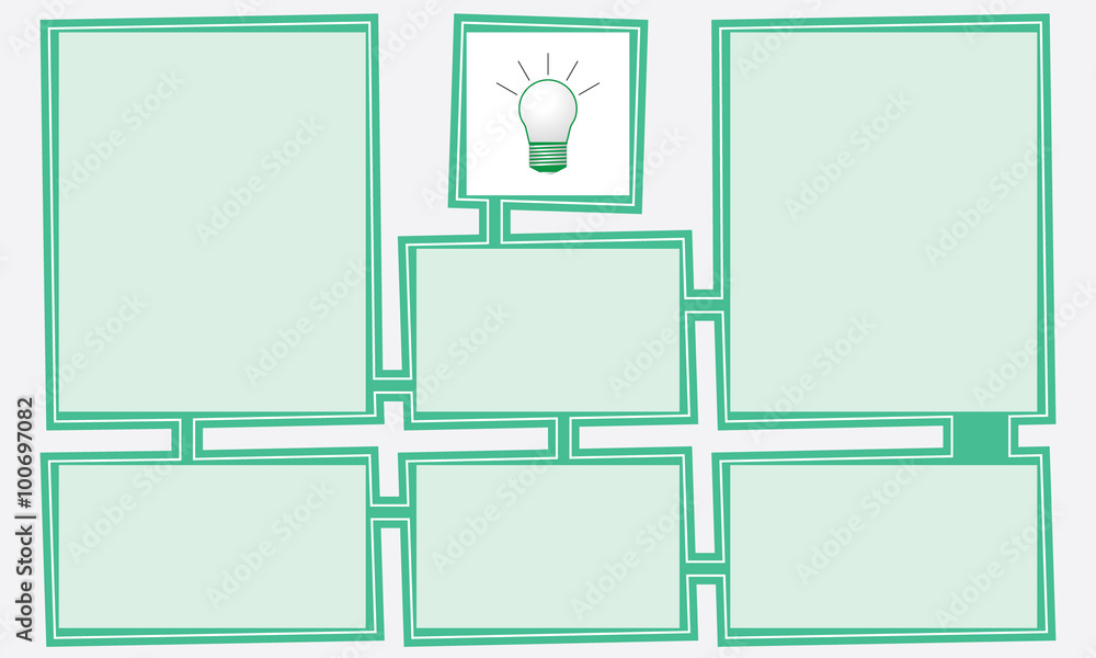 Poster green abstract text boxes for your text and bulb