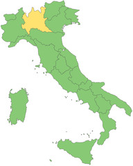 Italien - Lombardei (Vektor in Grün)