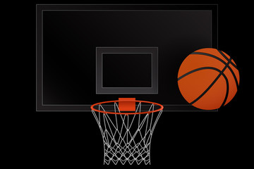 Basketball hoop and Basketball ball.