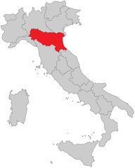 Italien - Emilia-Romagna (Vektor in Rot)