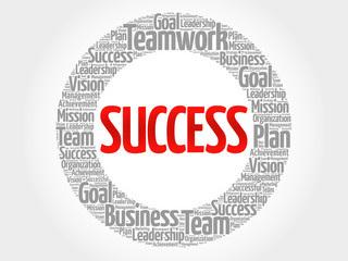 Success circle stamp word cloud, business concept