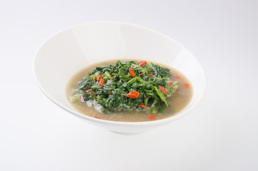 Vegetable soup on isolated white