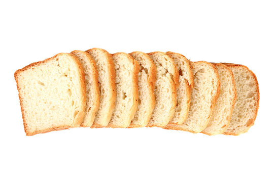 porous sliced white bread on white isolated background