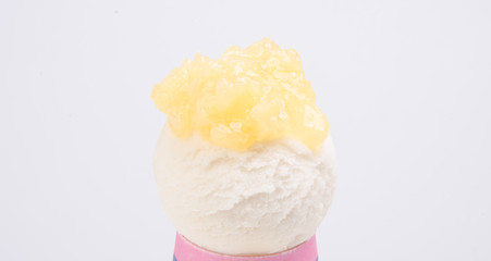 ice cream topped with toppings