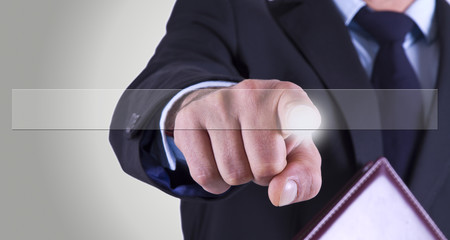 businessman pressing button