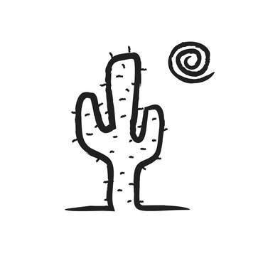 recommend clip art: doodle cactus in desert,  illustration icon