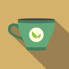 Green tea cup flat icon