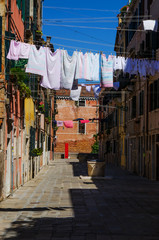 Fototapeta na wymiar Drying laundry in Venice Italy