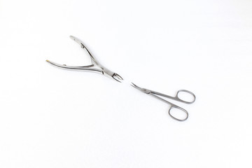 Tools of a manicure set on a white background.