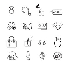 Fashion icon set, line