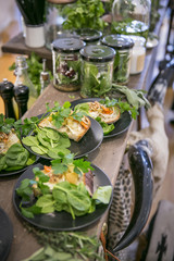 Catering / Belegte Brote mit Käse, Gemüse und Spinat