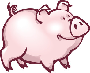 Happy contented look pink piglet