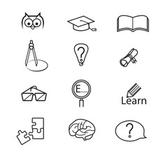 Education icons set, school