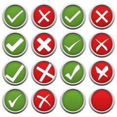 red and green check mark and cross