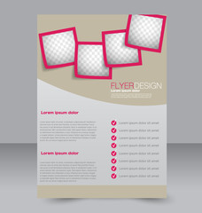 Flyer template. Brochure design. Editable A4 poster for business, education, presentation, website, magazine cover. Pink color.