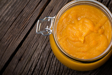 Homemade hot mango habanero sauce