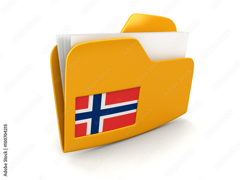 Poster folder and lists with norwegian flag. image with clipping path
