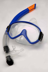 diving mask and snorkel on white