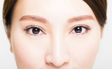 Closeup shot of young woman eyes makeup