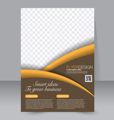 Flyer, brochure, magazine cover template design for education, presentation, website. Blue and orange color. Editable vector illustration.