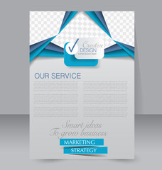 Flyer, brochure, magazine cover template design for education, presentation, website. Blue color. Editable vector illustration.