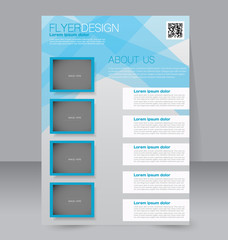 Flyer, brochure, magazine cover template design for education, presentation, website. Blue color. Editable vector illustration.