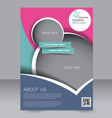 Flyer, brochure, magazine cover template design for education, presentation, website. Blueб green and pink color. Editable vector illustration.