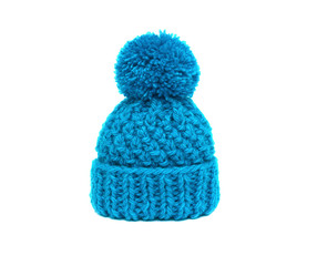 вязаная синяя шапка 