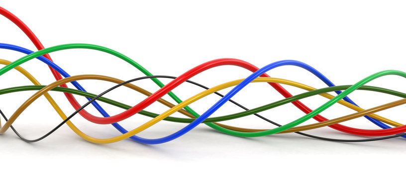 Colored cables. Image with clipping path.