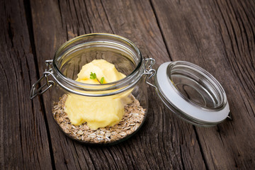 Natural homemade mango yoghurt icecream