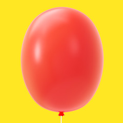 Illustration of close up red balloon on yellow background. 3d 