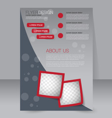 Brochure design. Flyer template. Editable A4 poster for business, education, presentation, website, magazine cover. Red color.