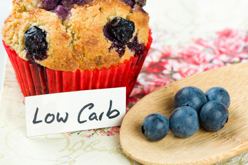 Blueberry cupcake on diet: sweets with low carb cooking