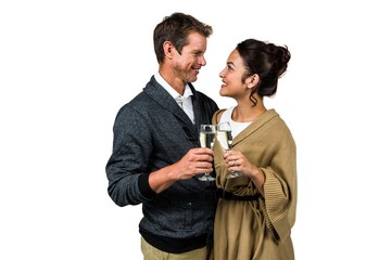 Happy romantic couple with champagne flute