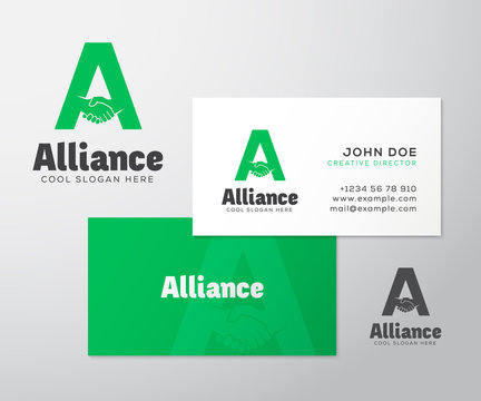 Alliance Abstract Vector Logo and Business Card Template or Mockup. 